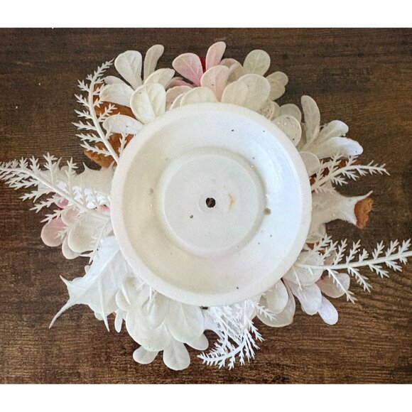 VTG Christmas Plastic Centerpiece Candleholder Tablepiece Birds Lot of 2 White R - Picture 3 of 7